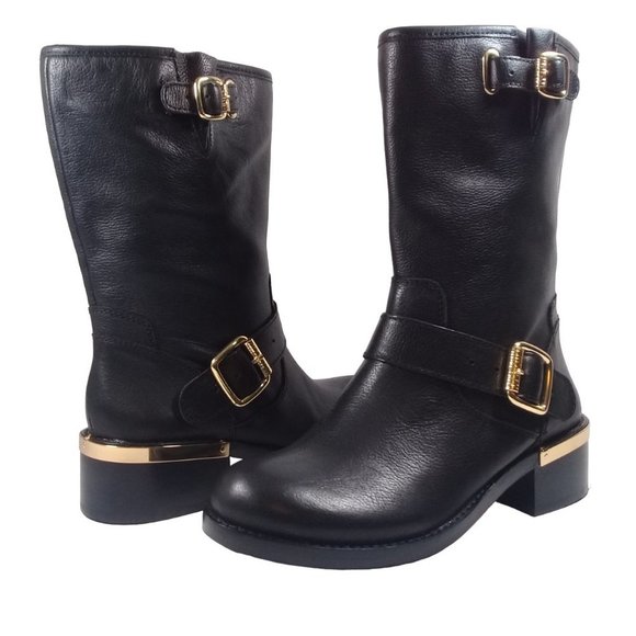 New Vince Camuto Wendeema WomensLeather MotoBoot Harness Detailed Mid-Calf 6.5M - Picture 4 of 14